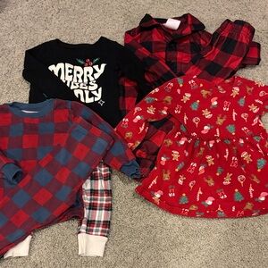 Festive Red and Black Plaid Kids Clothing Bundle